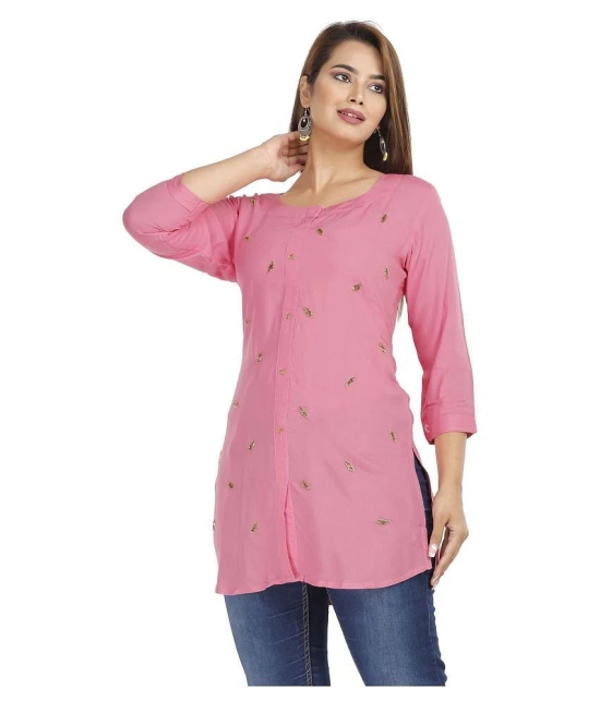 JC4U - Pink Rayon Womens Straight Kurti - XL