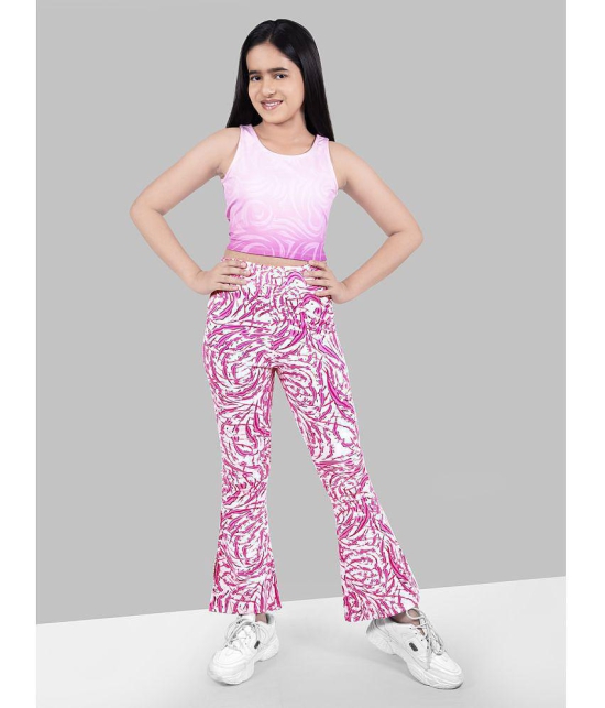 Pink printed Flared jeggings - None