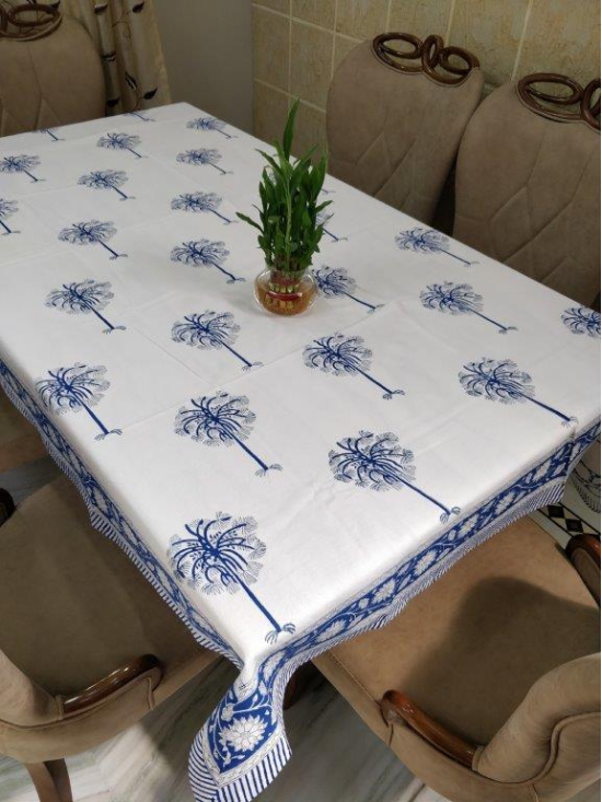 Blue-Multicolor Handblock Printed Cotton Table cover - Jaipur Handblocks