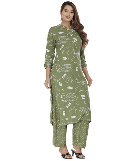 JC4U - Green Straight Rayon Womens Stitched Salwar Suit ( Pack of 1 ) - M