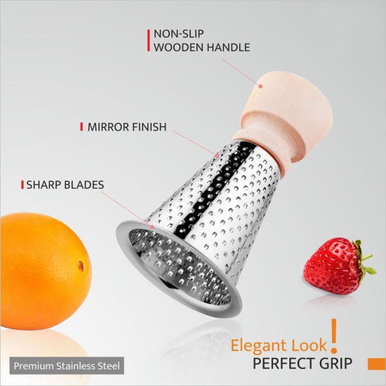 Kobac Round Grater/Zester, Comfortable Wooden Handle, Perfect Use for Cocktail