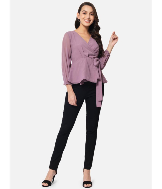 ALL WAYS YOU - Purple Georgette Womens Knot Front Top ( Pack of 1 ) - None