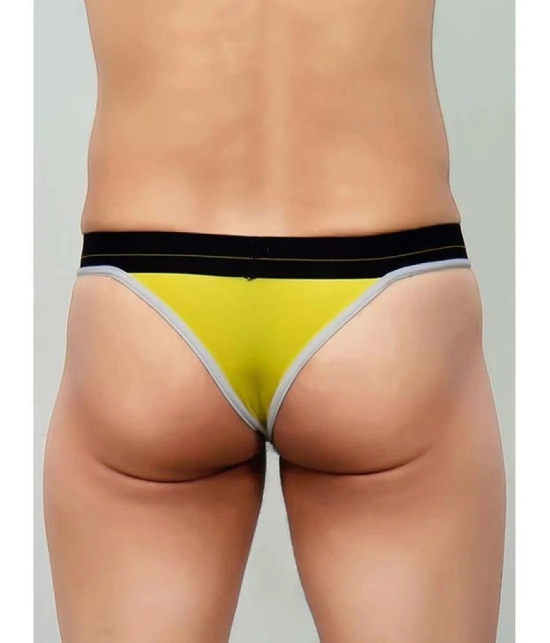 La Intimo - Yellow Cotton Blend Mens Thongs ( Pack of 1 ) - 80