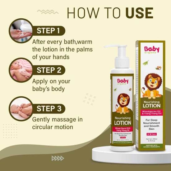 BabyOrgano | Non Sticky Nourishing Baby Lotion for Deep Nourishment and Smooth Skin | Non-Sticky Formula |100% Ayurvedic