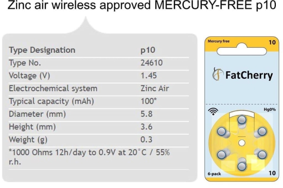 FatCherry Hearing Aid Battery Size 10, Pack of 60 Batteries (10 Strip)