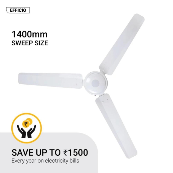 Atomberg Efficio 1400 mm BLDC Motor with Remote 3 Blade Ceiling Fan (White, Pack of 1)