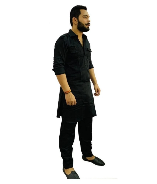 Preen Black Cotton Pathani Suit Single Pack - None