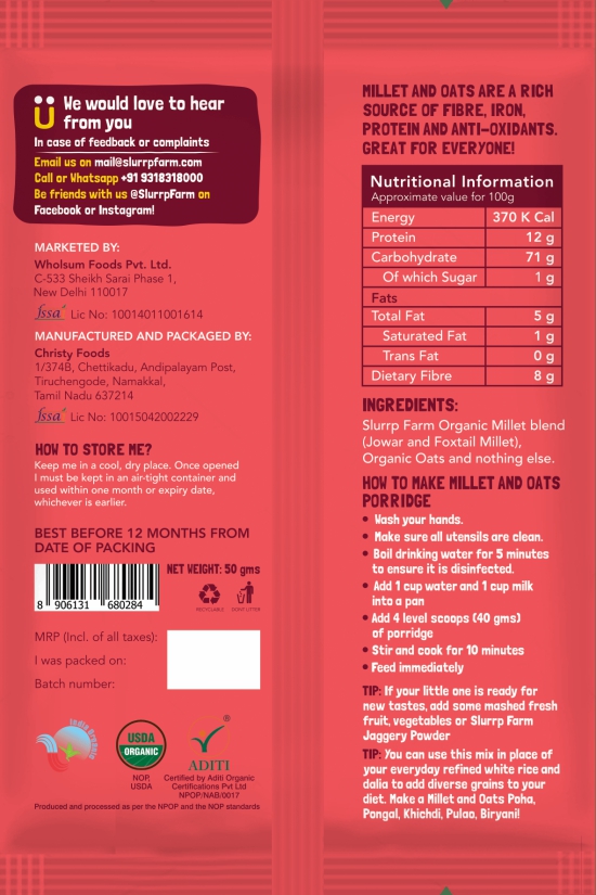 Trial Pack - Millet Oat Porridge (Daliya/Suji substitute)