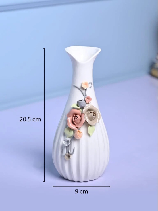 Floral Delight - White Asymmetrical Vase