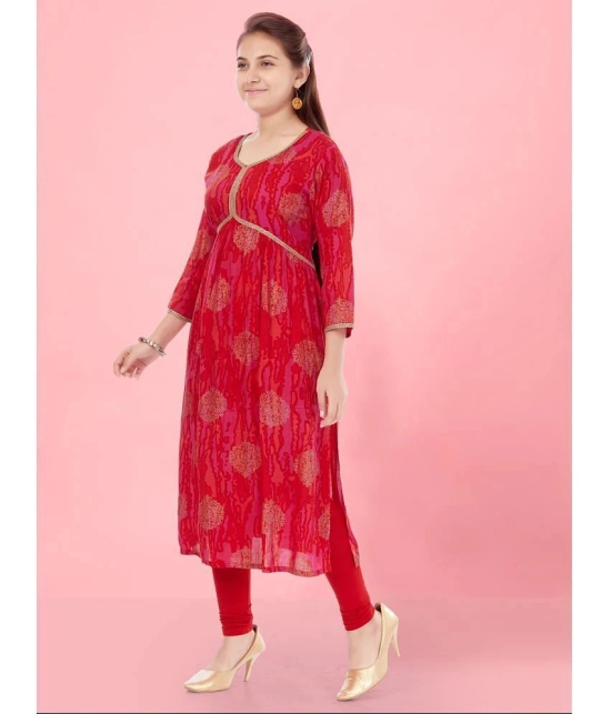 Aarika Red Cotton Girls Kurti ( Pack of 1 ) - None