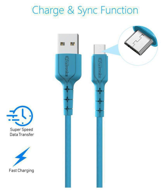 Portronics USB Data Cable Blue - 1.2 Meter - Blue