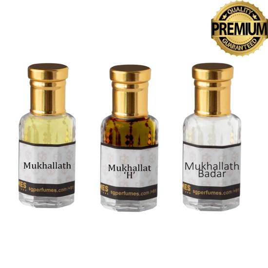 3 pcs Arabic Attar Set Mukhallath, Mukhallath H, Mukhallat Badar 12ml Each-12ml