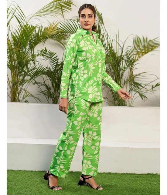 Selvia Lime Green Printed Pant Top Set - None