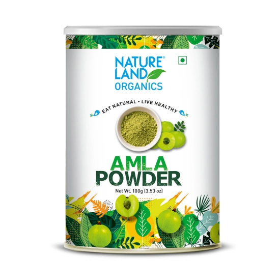 Natureland Organics Amla, Triphala, Wheat Grass Powder, 100 gm Each - Pack of 3