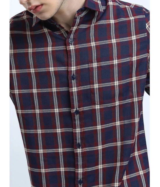 Ketch Polyester Slim Fit Checks Full Sleeves Mens Casual Shirt - Navy Blue ( Pack of 1 ) - None