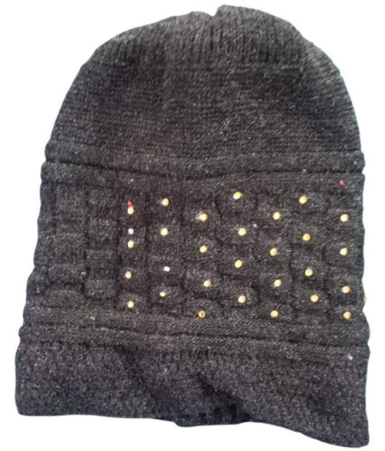 Whyme Fashion - Dark Grey Woollen Women's Cap ( Pack of 1 ) - Dark Grey