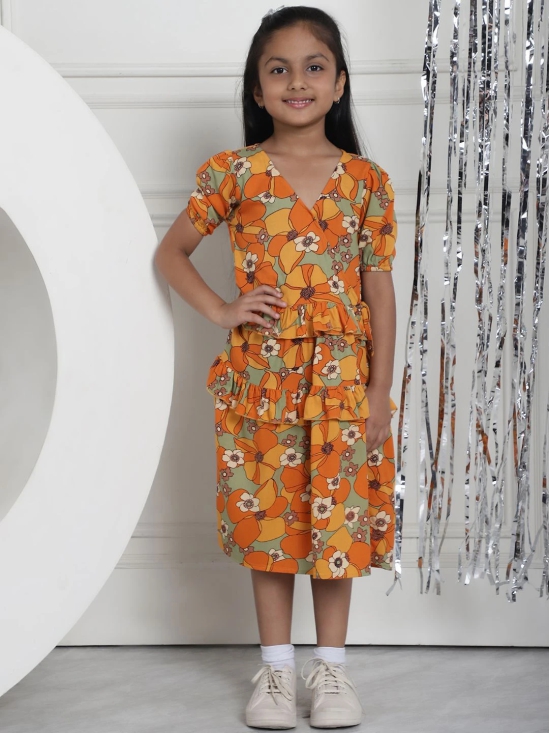 MINI & MING Girls Floral Printed Wrap Dress