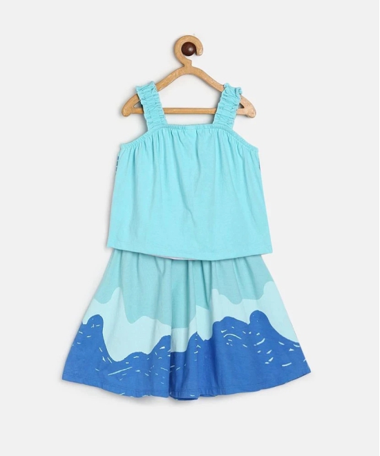 MINI KLUB Blue Cotton Girls Top With Skirt ( Pack of 1 ) - None