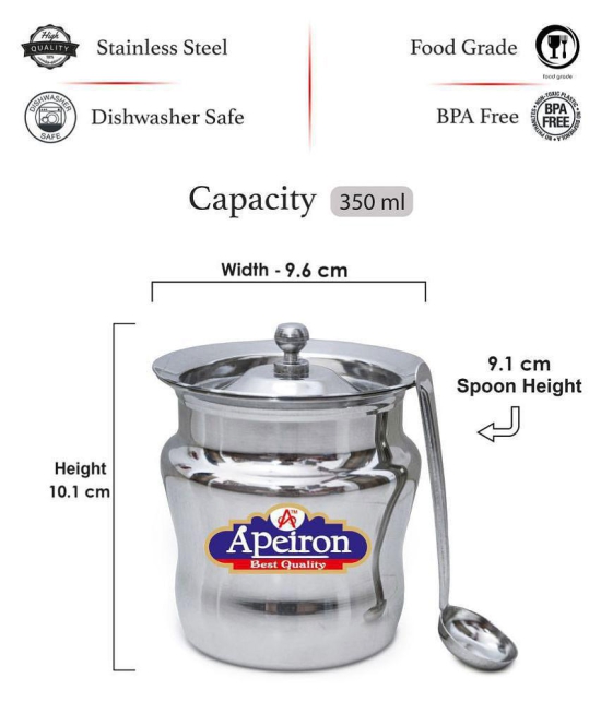 APEIRON DAMRU GHEE POT Steel Food Container Set of 1 300 mL - Silver