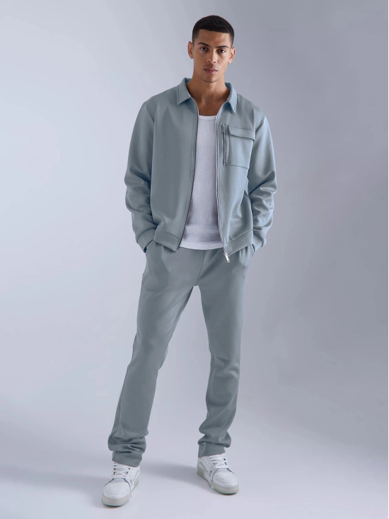 Solid Light Grey Jacket and Jogger Cozy Cut Co-Ords-S / Light Grey