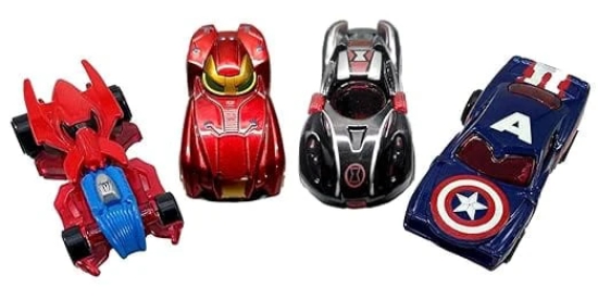 Kiddie Galaxia Mini Metal Car for Kids, Avenger Car Pack of 4 Mini Racers Series Diecast Cars Suitable for Children, Movie Vehicle Racing Cars for Competition and Story Play - Multicolor