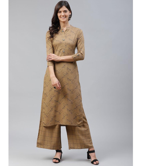 JC4U - Brown Straight Rayon Womens Stitched Salwar Suit ( Pack of 1 ) - None