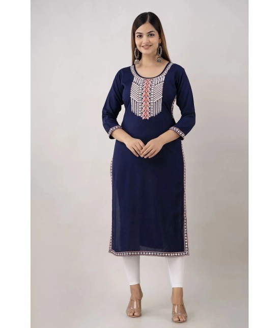 Kapadia - Navy Rayon Womens Straight Kurti ( Pack of 1 ) - None