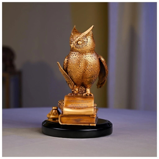 Artarium Horned Owl of Wisdom Decorative Statue Showpiece for Money Wisdom, Handmade Sculpture, Feng Shui Bird, Figurine for Living Room Office Desk (1 Piece)