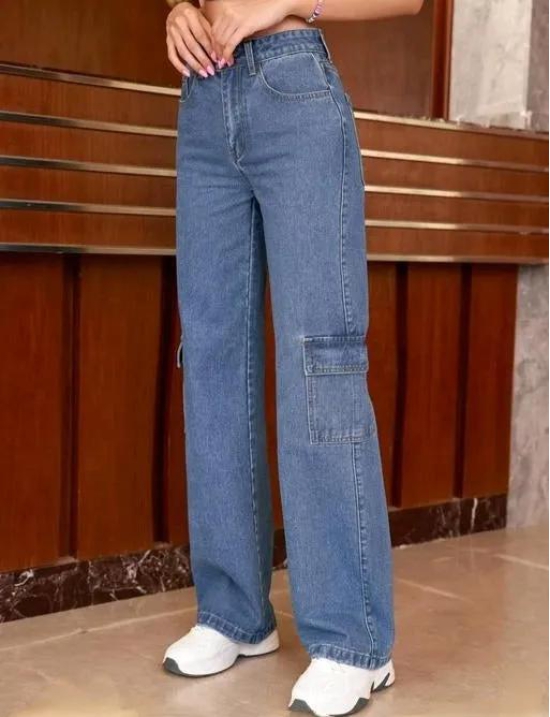 Trending High Rise Denim Cargo for Girls And Women-32