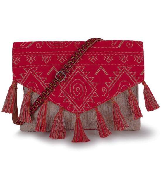 Anekaant - Red Cotton Sling Bag - Red