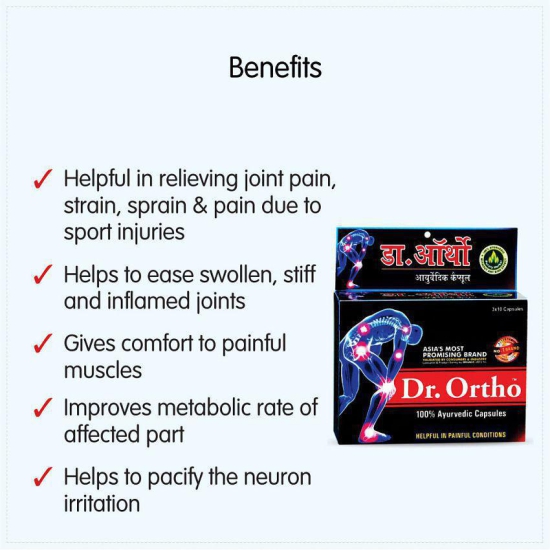 Dr Ortho Joint Pain Relief Capsules 30Caps, Pack of 4 (Ayurvedic Medicine Helpful in Joint Pain, Back Pain, Knee Pain, Neck Pain) - Ayurvedic Capsules