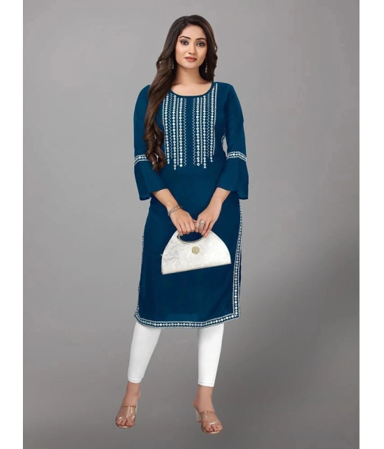 Kapadia - Blue Rayon Womens Straight Kurti ( Pack of 1 ) - None