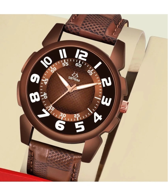 Septem Brown Leather Analog Couples Watch