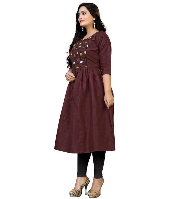 Rangrasiya - Maroon Cotton Women's Flared Kurti ( Pack of 1 ) - None