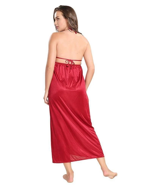 rajeraj Satin Nighty & Night Gowns - Red - Free Size