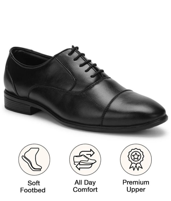 UrbanMark Men Comfortable Round Toe Oxford Formal Shoes- Black - None