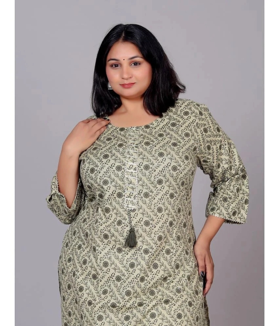 JC4U Cotton Blend Printed Straight Womens Kurti - Green ( Pack of 1 ) - None