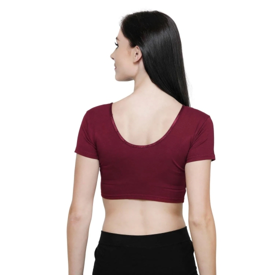 Vami Women's Cotton Stretchable Readymade Blouses - Dark Maroon M