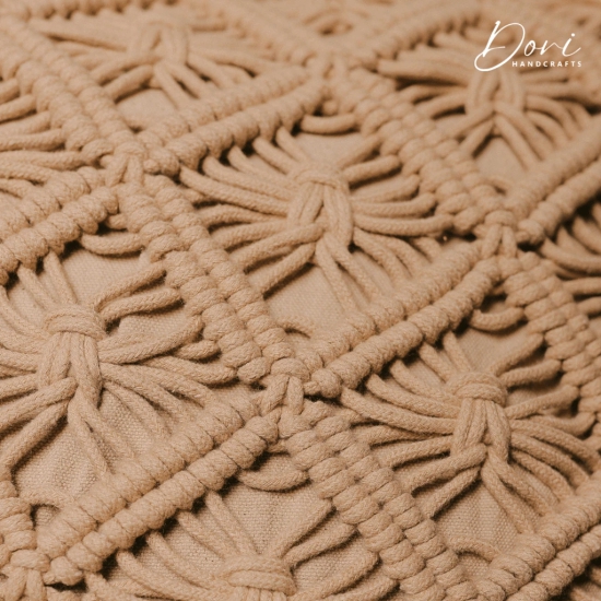 Brown Macrame Cushion Cover