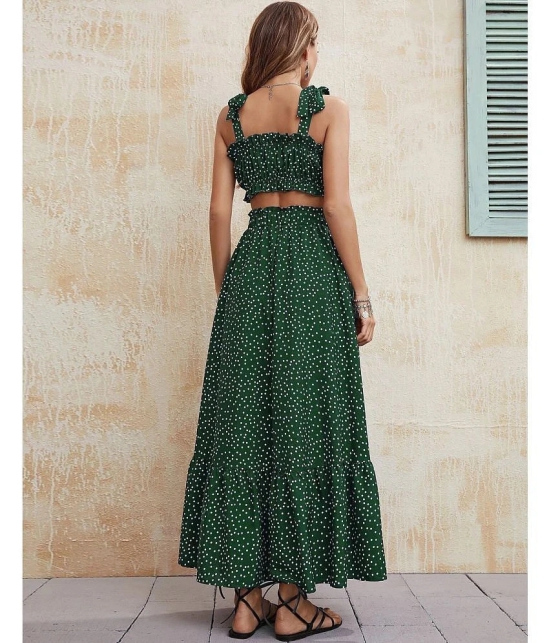 Selvia Green Printed Skirt Top Set - None