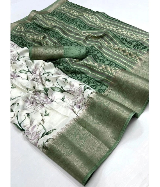 Bhuwal Fashion Art Silk Printed Saree With Blouse Piece - Green ( Pack of 1 ) - Green