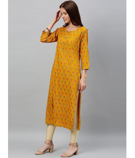 KIPEK - Mustard Rayon Womens Straight Kurti ( Pack of 1 ) - None