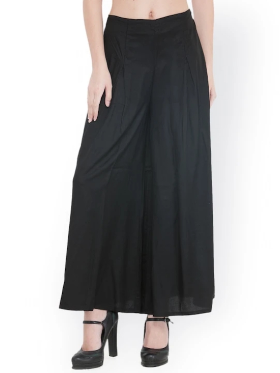 Women Black Flared Solid Palazzos