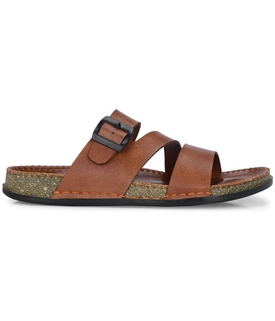 Leeport Tan Mens Leather Slipper - None