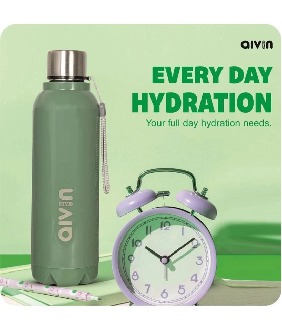 Aivin Crystal Green Steel Water Bottle 750 mL ( Set of 1 ) - Green