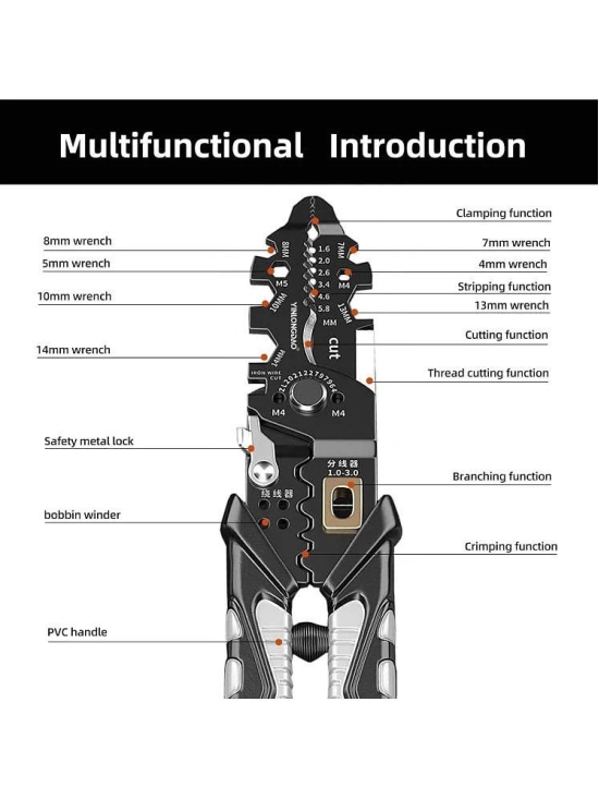 25-in-1 Multifunction Wire Strippers Electeical, 8 inch Wire Crimping Tool, Wire Cutter, Professional Electrician Pliers Tools and Cable Stripper for Cutting, Stripping, Shearing