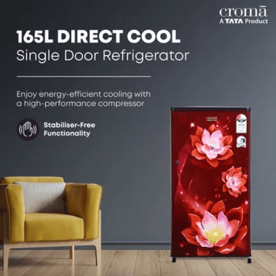 Croma 165 Litres 2 Star Direct Cool Single Door Refrigerator with Anti Fungal Gasket (PCM Floral)