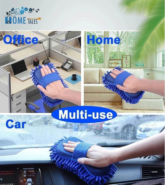 HOMETALES Car Washing Sponge With Microfiber Washer Towel Duster For Cleaning Car. Bike Vehicle Sponge Hand Gloves ( Color May Vary )