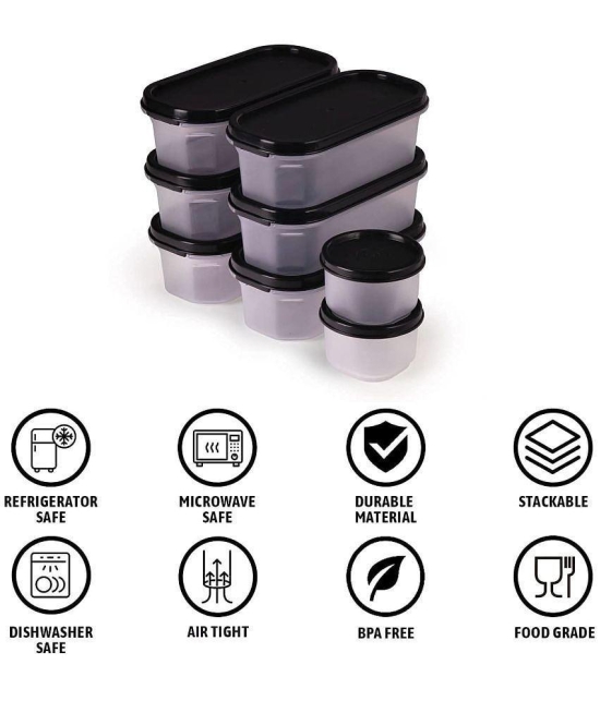 Oliveware Polyproplene Black Dal Container ( Set of 8 ) - Black