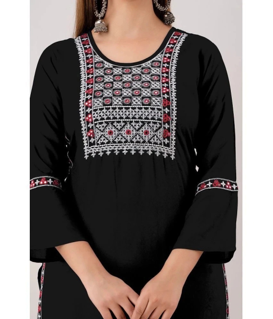 Kapadia - Black Rayon Womens Straight Kurti ( Pack of 1 ) - None